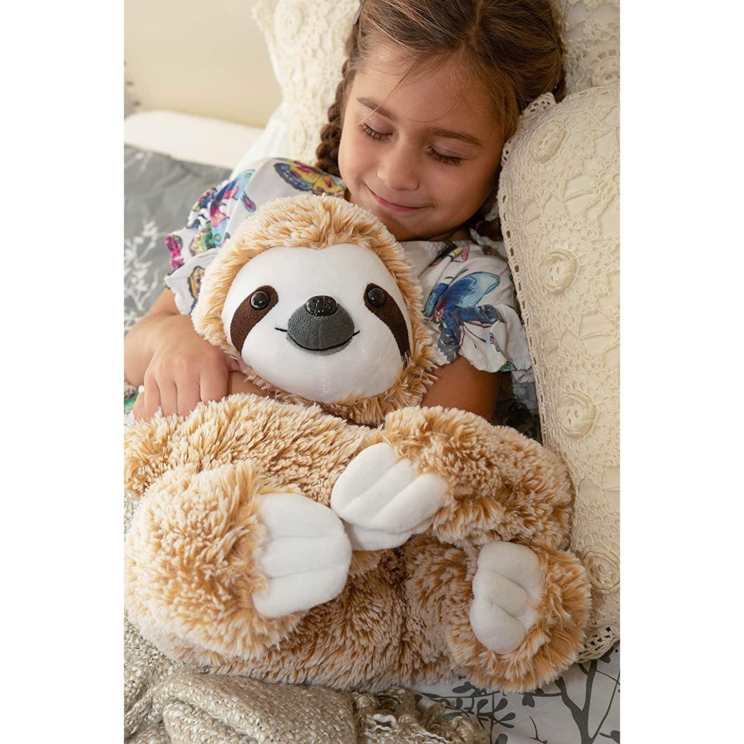 Realistic Sloth Stuffed Plush Toy Animal - Cuddly, Huggable, Silky Fur - Cute Brown Three Toed Sloth for Girlfriend Birthday Gift