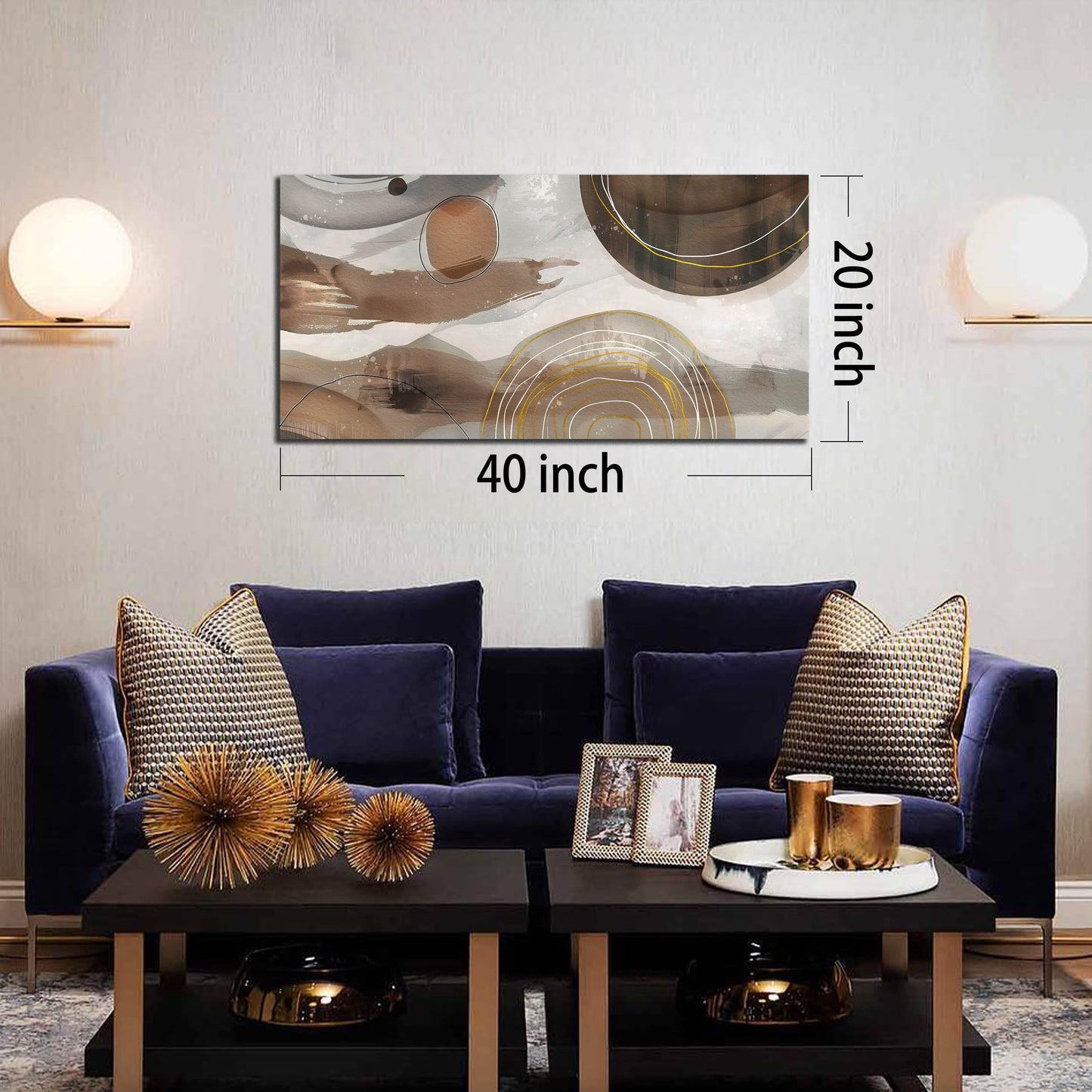 Prepeyssee Grey and Brown Boho Abstract Canvas Wall Art for Living Room Bedroom Home Office Large Abstract Prints Modern Wall Decor Size 20x40