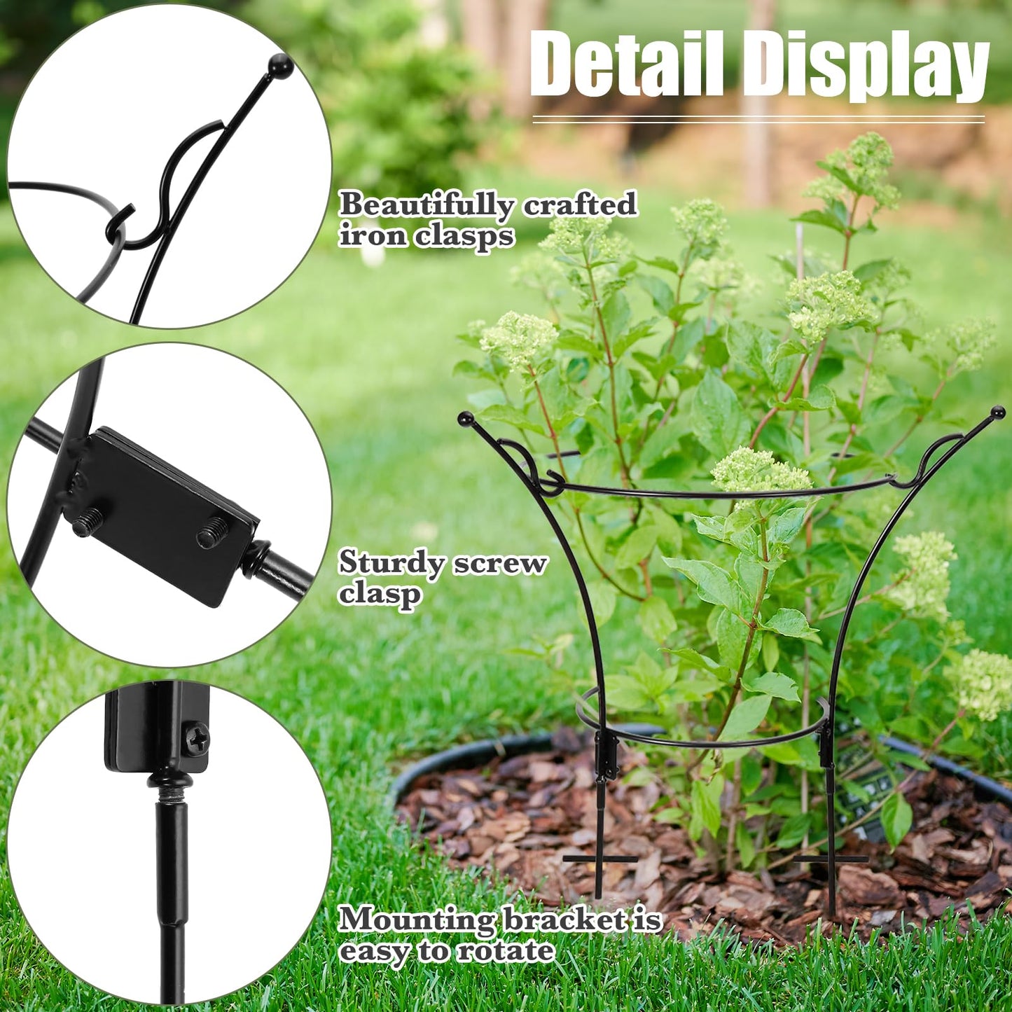 4 Pack Large Peony Cages and Supports,23.2" H X 13.4" D Metal Peony Support Rings,Tall Plant Support Garden Stakes for Outdoor Plants and Other Flopping Flowers