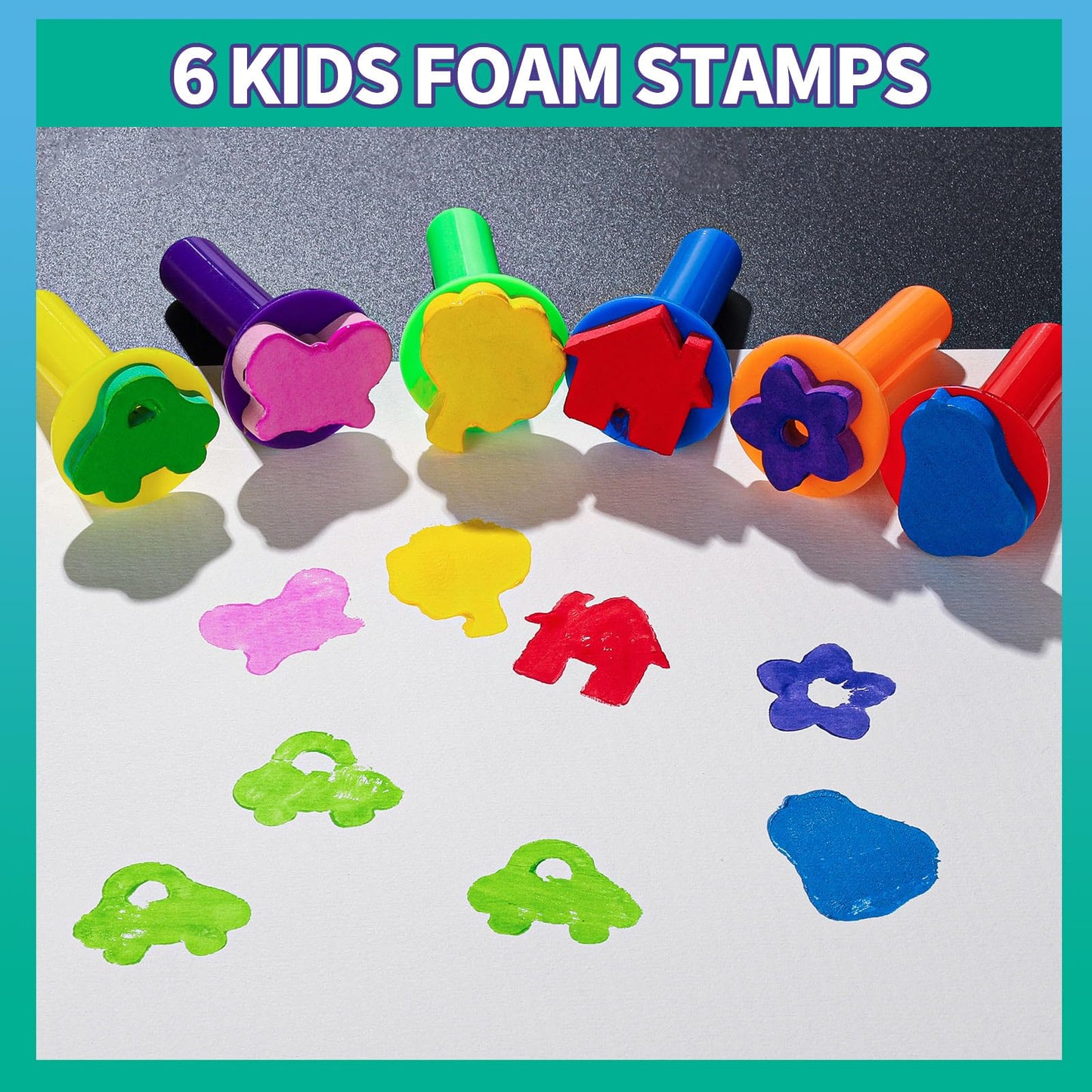 YGDZ Paint Sponges for Kids, 39pcs Early Learning Toddlers Sponge Paint Brushes Stamps Foam Art Craft Drawing Tools