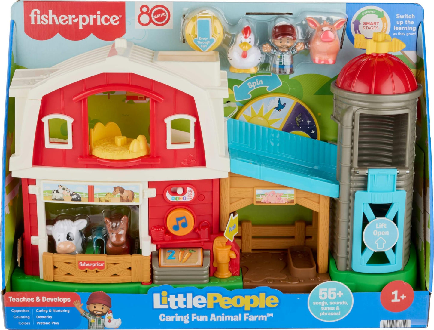 Fisher-Price Little People Toddler Toy Caring Fun Animal Farm Playset, Music & Learning for Pretend Play Ages 1+ Years, Multilanguage Version