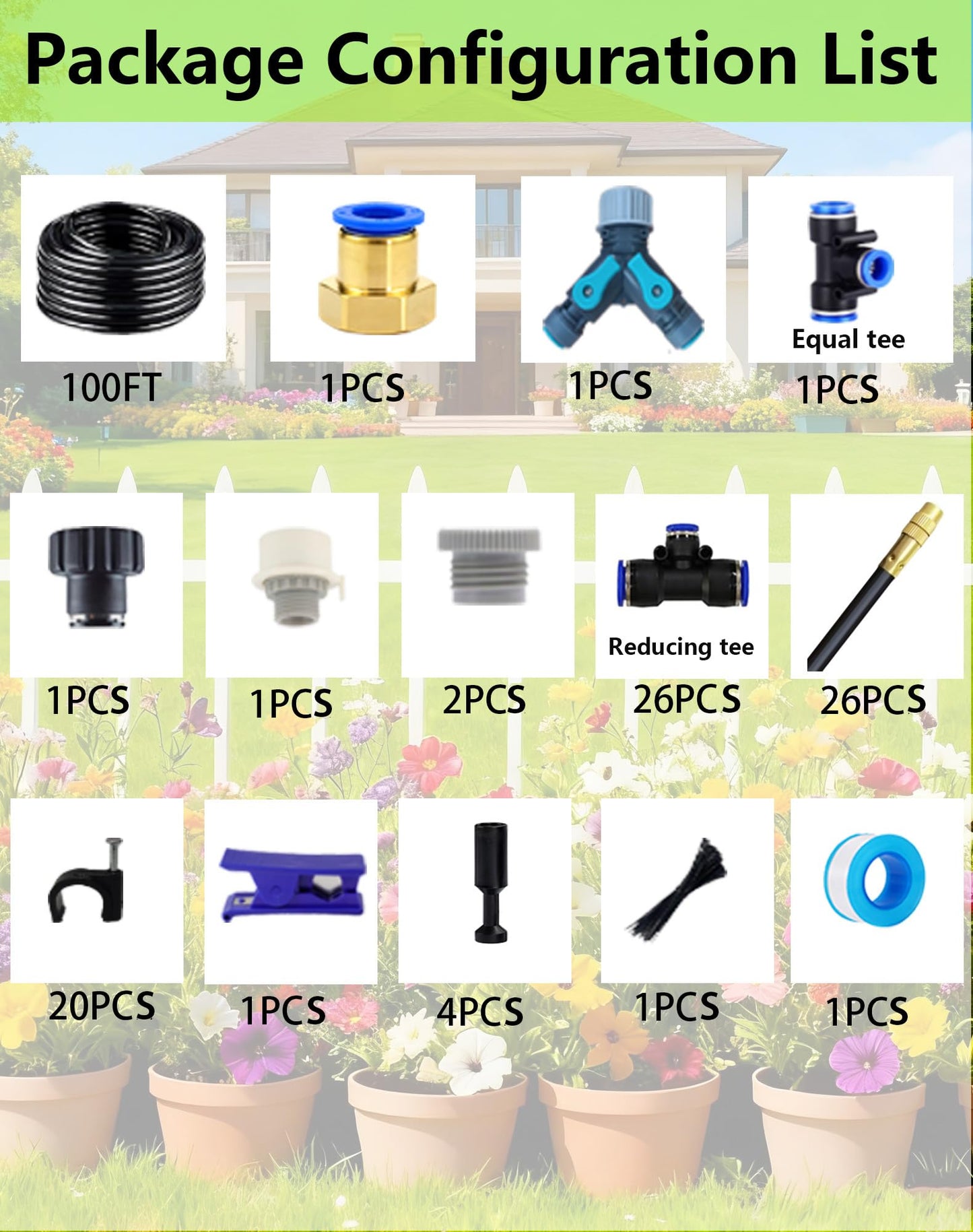 Drip Irrigation System,Automatic Garden Watering System,360° Adjustable Spray Sprinkler Kit, Easy Installation No Tools, Fine Mist Watering for Garden,Patio,Potted Plants,Courtyard Watering System