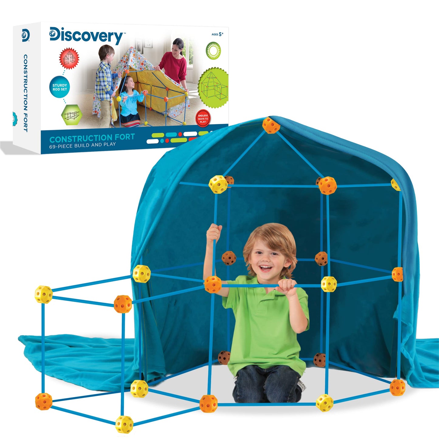 Discovery™ Flexible Construction Fort with 44 Rods & 25 Connector Blocks, 69-piece, Age 5+