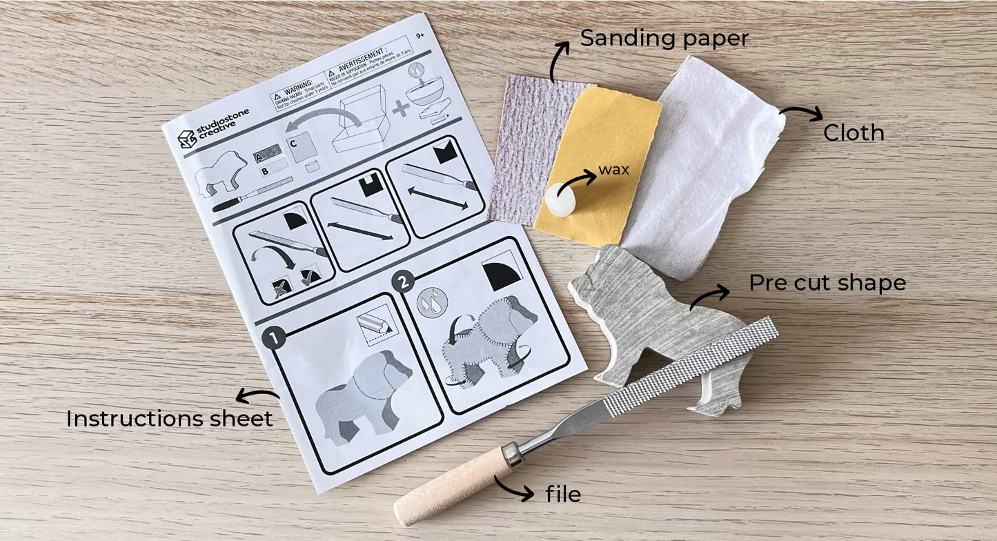 STUDIOSTONE CREATIVE DIY Arts & Crafts Carving Kit Kids Adults Bear Sculpture Soapstone