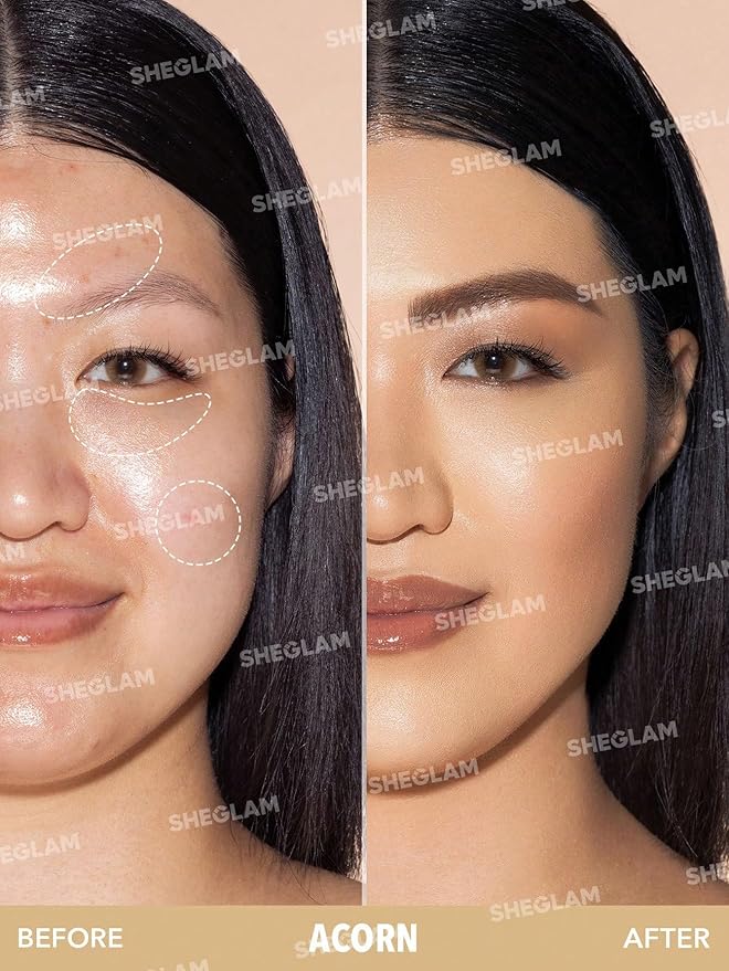 SHEGLAM Complexion Boost Concealer Sponge-Head Applicator Matte Liquid Concealer Long Lasting Brightening Color Corrector Weightless All-Day Long Lasting Hydrating Concealer-Acorn