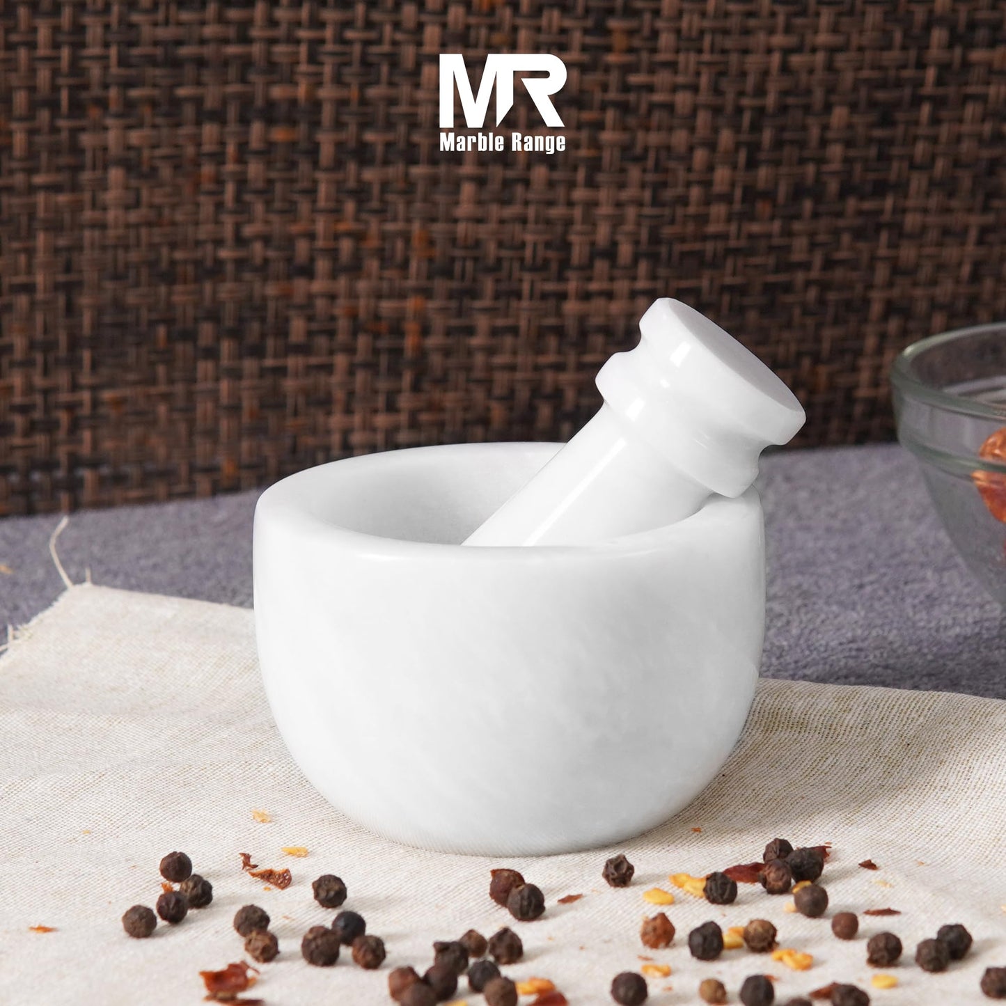 Marble Mortar and Pestle Set White 3" Inches Handmade Garlic Crusher & Grinder Bowl, Mini Mortar and Pestle for Kitchen - Herb Grinder Spice Grinder