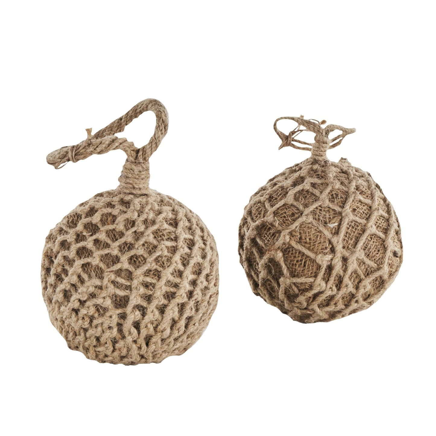 Deco 79 Cement Stone Knot Handmade Decorative Sculpture Woven Layered Orb Home Decor Statues with Handles, Set of 2 Accent Figurines 5"W, 6"H, Brown