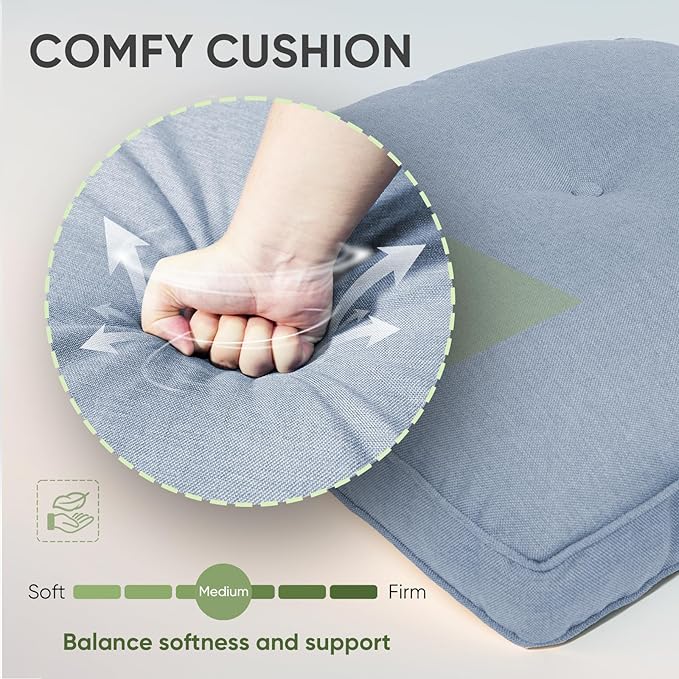 Outdoor Chair Cushion Set, 25 x 22 Deep Seat Cushion, Patio Chair Cushions for Outdoor, Include 1 Seat Cushion and 1 Back Cushion, Baby Blue