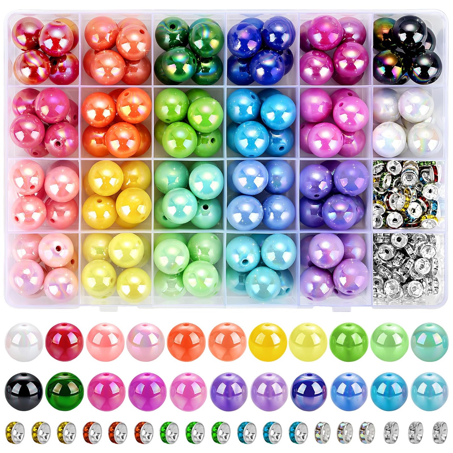232pcs Beads for Pens, Funtopia Acrylic Focal Beads for Beadable Pens, 16mm Rainbow Chunky Bubblegum Bead with Rondelle Spacer Bead for Keychains DIY Craft Bracelets