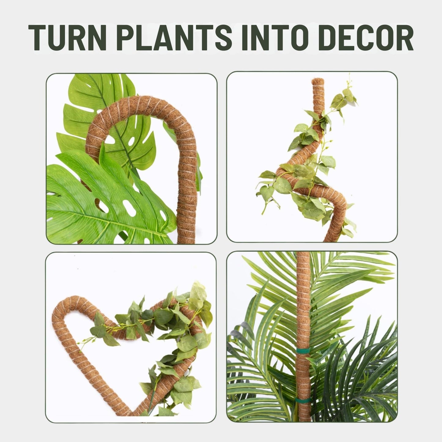 imezos 2 Pack 48 Inch Moss Pole for Plants Monstera, Tall Moss Poles for Climbing Plants Monstera, Handmade Coco Coir Plant Pole, Plant Support for Plant Grow
