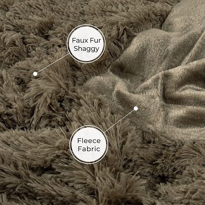 Tuddrom Decorative Extra Soft Faux Fur Blanket Queen Size 80" x 90",Solid Reversible Fuzzy Fluffy Cozy Plush Fleece Comfy Microfiber Fur Blanket for Couch Sofa Bed,Brown