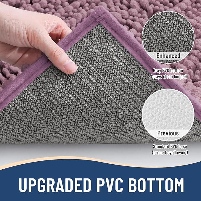 Arotive Luxury Chenille Bathroom Rug Mat, Extra Soft Thick Absorbent Shaggy Bath Rugs, Non-Slip Machine Wash Dry, Plush Bath Mats for Bathroom, Shower and Tub, 36x24, Deep Plum