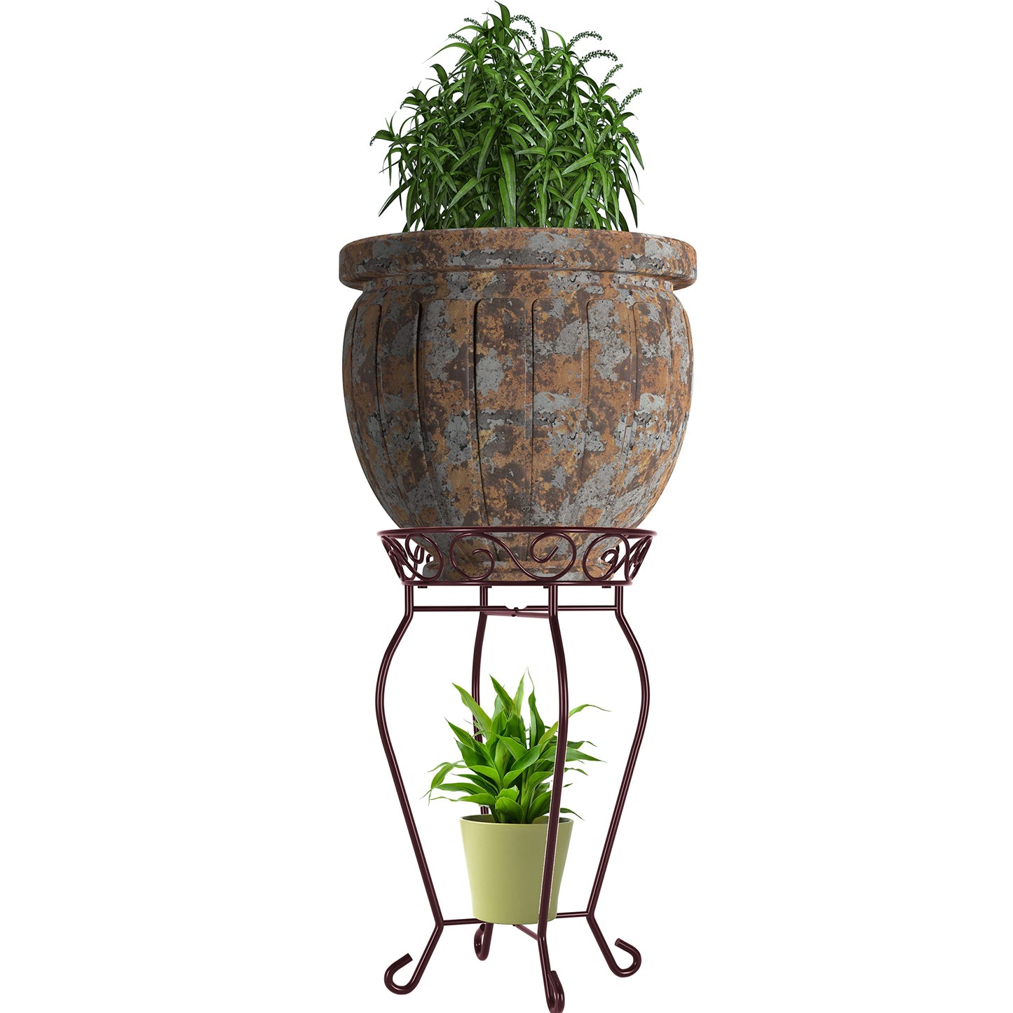 Yimobra Corner Plant Stand for Indoor Outdoor, Heavy Duty Rustproof Metal Flower Stand, 200LB Capacity Plant Holder for Patio Garden Living Room, 12.5 x 23.6 Inches, Bronze