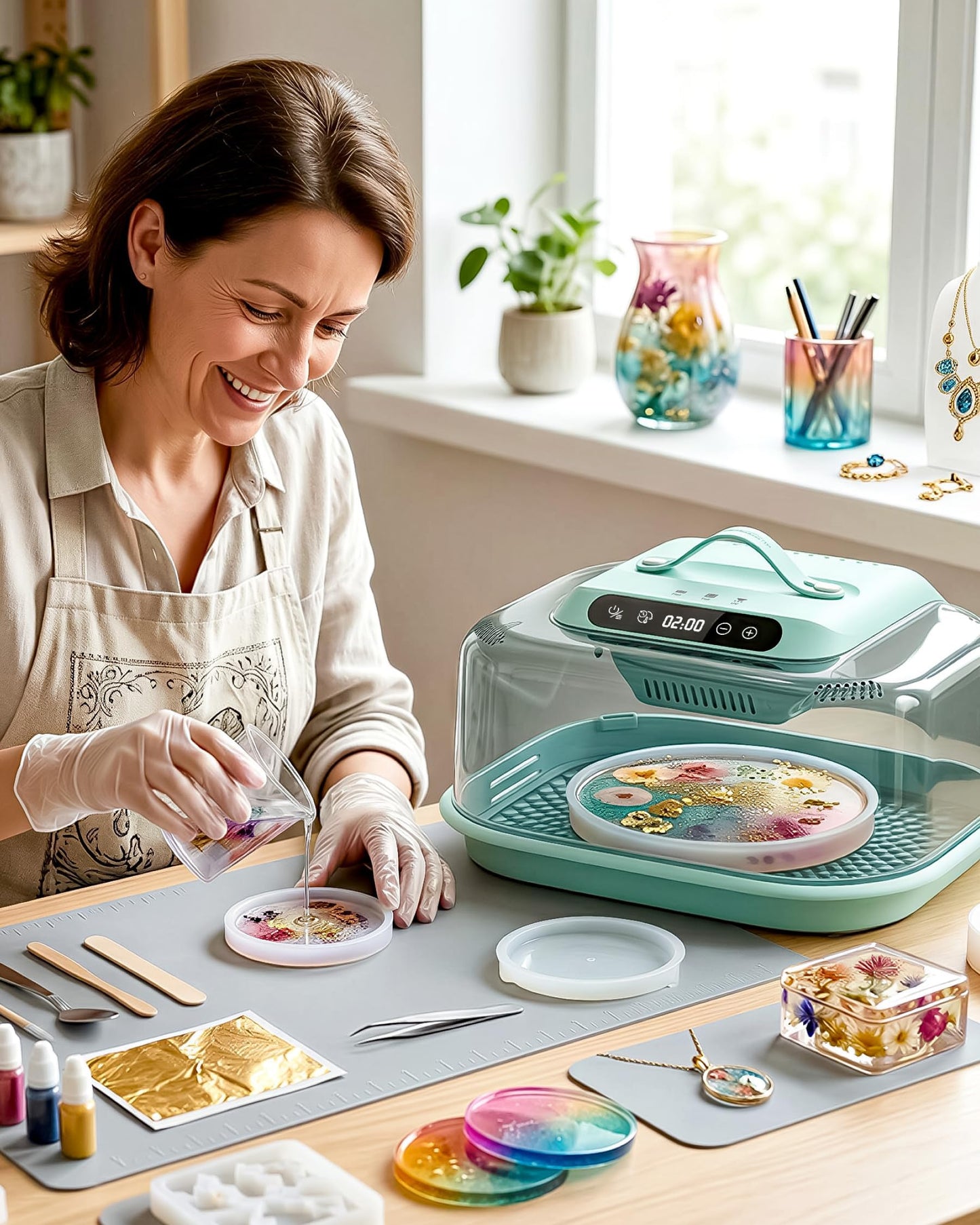 Resiners Resin Curing Machine G3 with UV Resin Light, 2H/1Min Fast Curing, Silicone Mat Included, Deformation-Resistant Reversible Base, Resin Dryer for Epoxy Mold Casting, Jewelry Making, DIY Decor