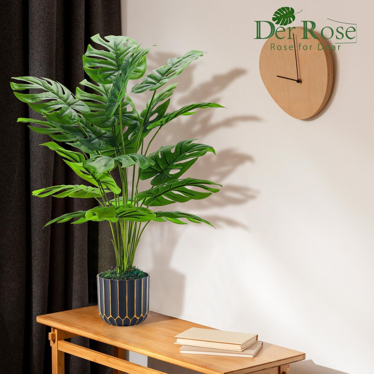 Der Rose 28'' Fake Plants Tall Artificial Monstera Faux Plants Indoor Outdoor Tree for Living Room Home House Decor