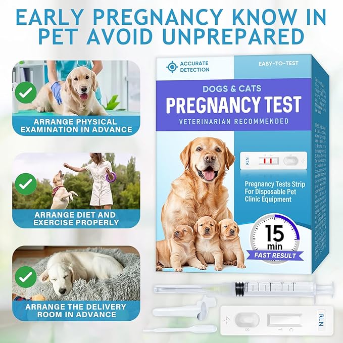 Dog Pregnancy Test Kit, Early Detection Strips for Dogs, Fast & Accurate Results in 10-15 Minutes, Easy-to-Use Home Pet Pregnancy Test