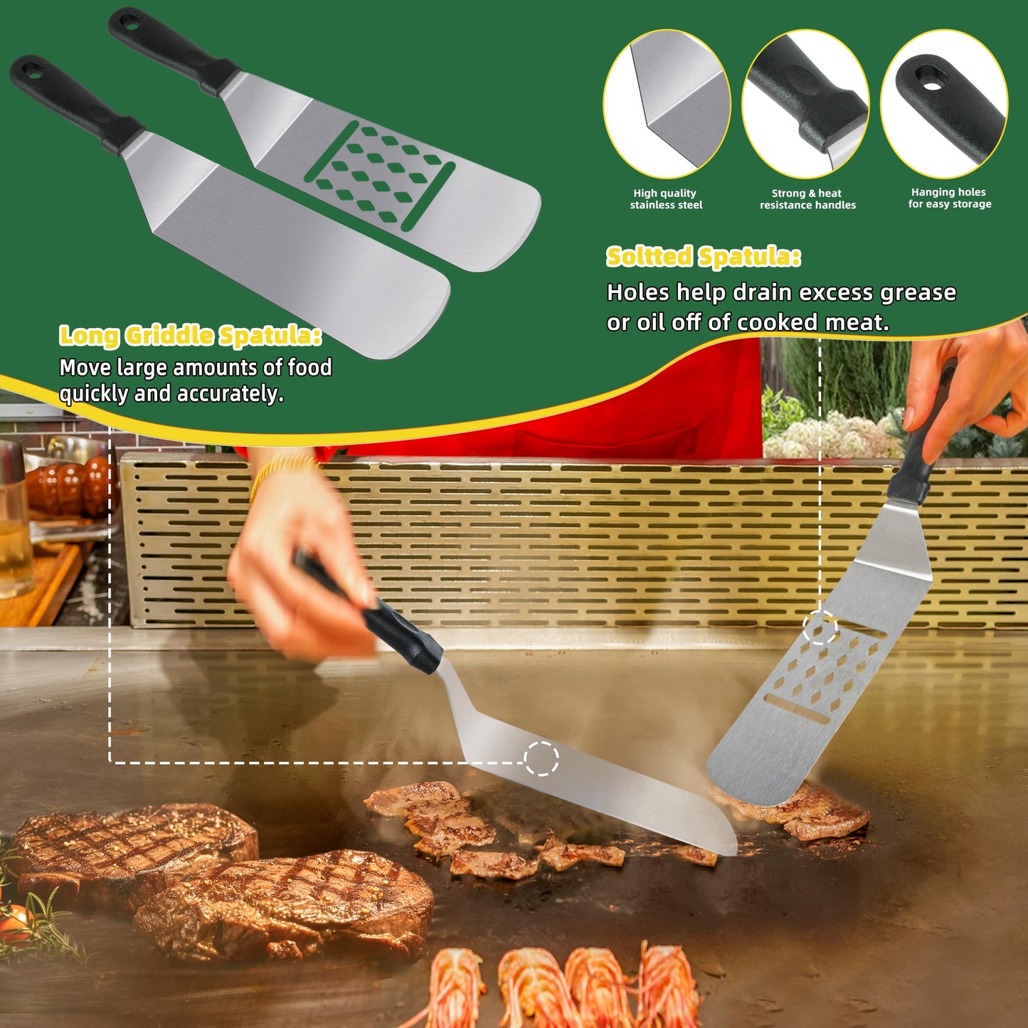 30PCS Griddle Accessories Kit, Flat Top Grill Accessories Set for Blackstone and Camp Chef, Grill Spatula Set with Melting Dome, Burger Press, Gifts for Men, Christmas Stocking Stuffers for Adults Men