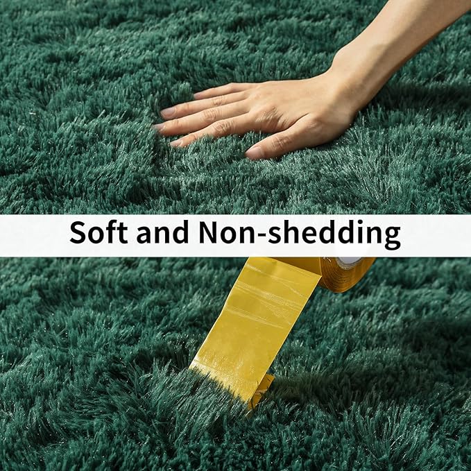Soft Runner Rugs for Bedroom Hallways New Upgraded Non-Slip Bottom, 2x3 Green Fluffy Shag Throw Area Rug for Bedside Dorm, Long Shaggy Furry Carpet for Nursery Living Room
