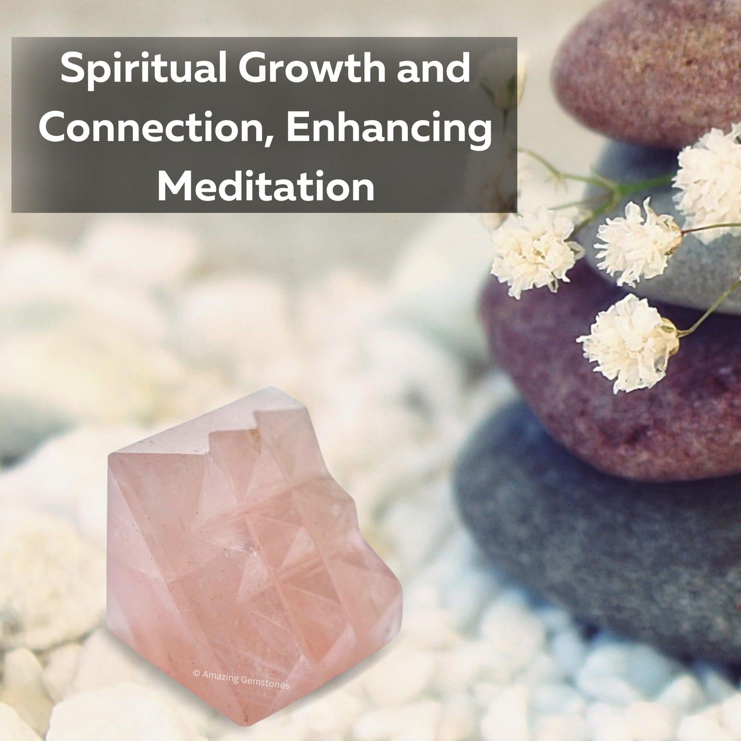 Amazing Gemstone Rose Quartz Crystal Pyramid with 9 Pyramid Plate Bottom - 1" Mini Pyramid Figurine of Natural Stone Pyramid for Meditation, Reiki, Chakra Balancing Vastu Pooja and Crystal Grids