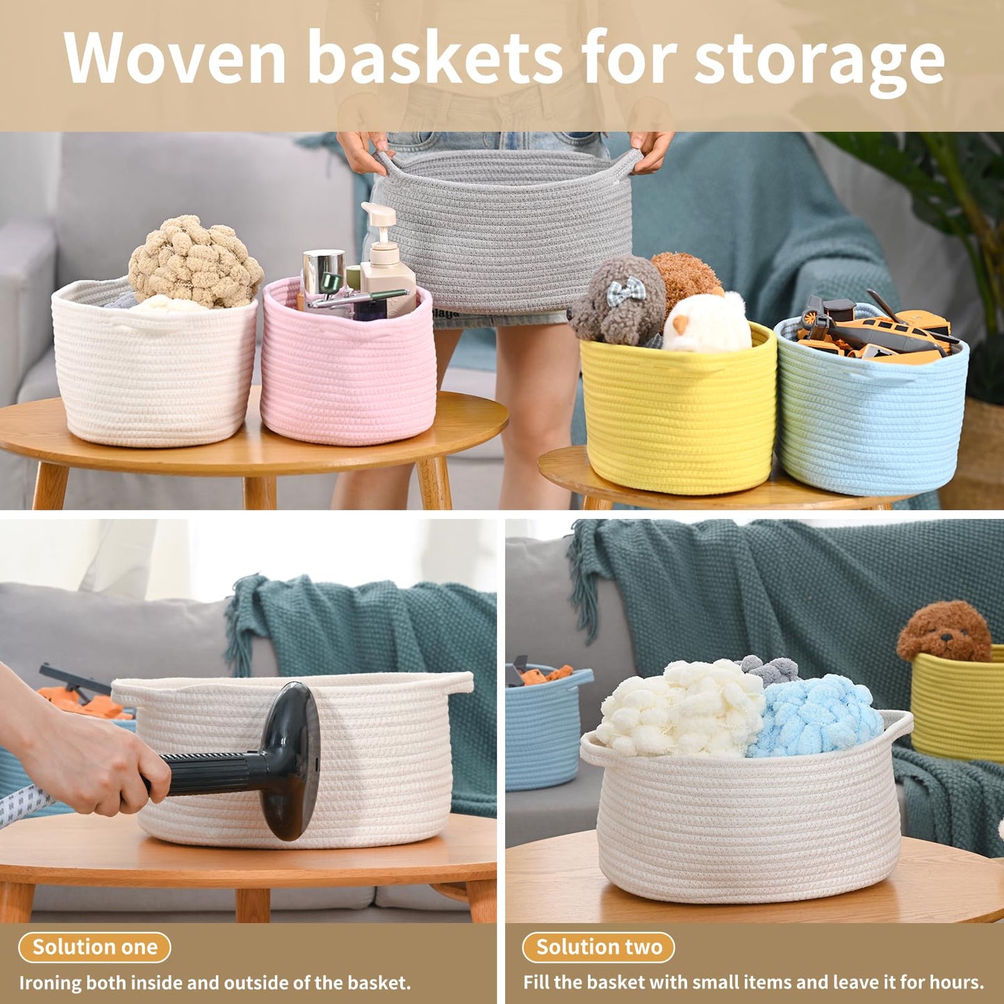 Happyiren Cute Woven Storage Basket with Handle, Baskets for Gifts Empty, Gift Baskets for Valentines Day Birthday Baby Shower Raffle Burr Fundraiser, Decorative Organizer Box for Spring Home Refresh