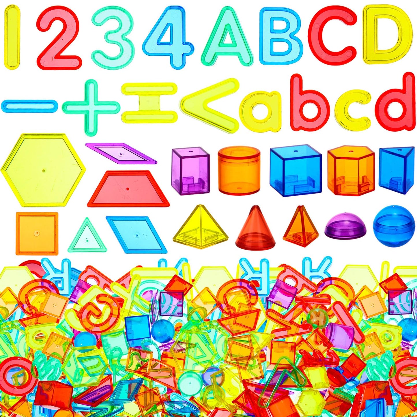 Blueweenly 268 Pcs Transparent Letters and Numbers Translucent Light Table Manipulatives Toys Light Table Accessories Colorful Plastic Alphabets Numbers for Kid Counting Spelling Learning Sensory Play