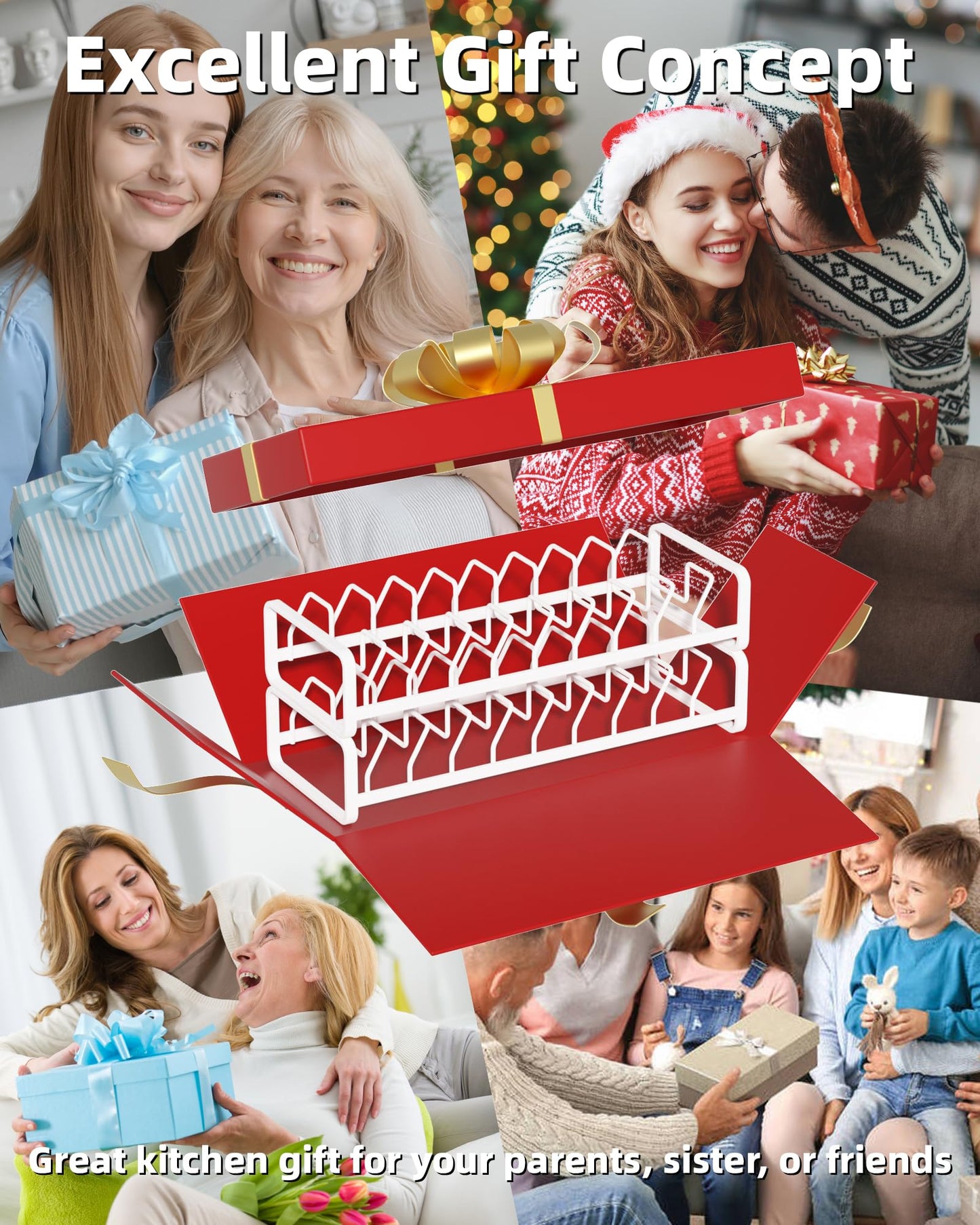 Plate Organizer for Cabinet (2-Pack),Kitchen Dish Rack Organizer for Cabinet Countertop Drawer Space Saver，8 Slots Vertical Plate Holder Storage Rack, Housewarming Kitchen Gifts for Women (White)