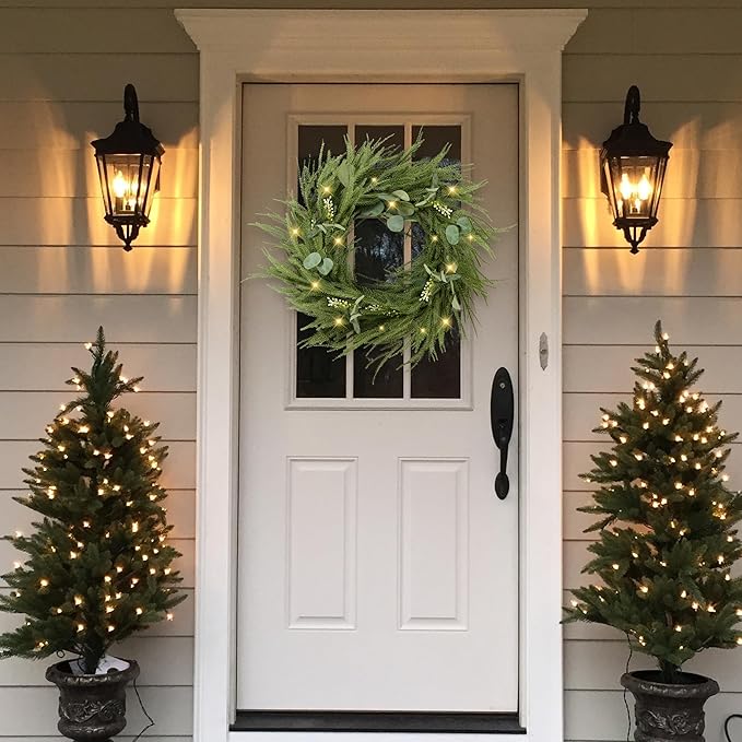 Sggvecsy 6Ft Christmas Fork Norfolk Pine Garland Artificial Christmas Garland Real Touch Pine Greenery with Eucalyptus for Table Wall Mantle Indoor Fireplace Home Holiday Decoration (2 Pack)