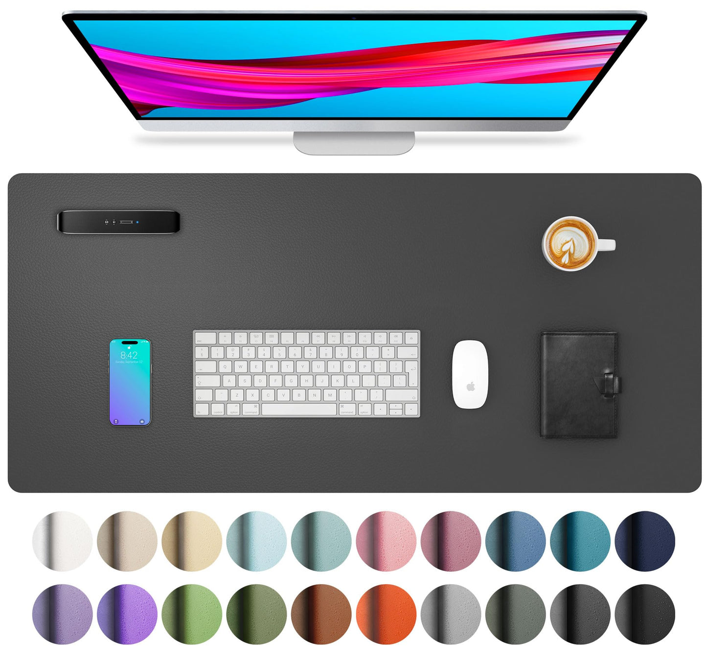 Leather Desk Pad Protector,Mouse Pad,Office Desk Mat, Non-Slip PU Leather Desk Blotter,Laptop Desk Pad,Waterproof Desk Writing Pad for Office and Home (Gray,31.5" x 15.7")