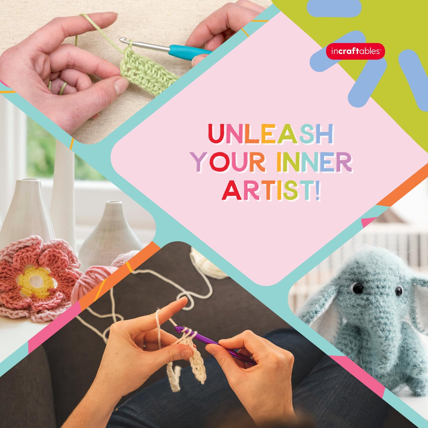 Incraftables Crochet Kit for Beginners – 85 Piece Beginner Crochet Kit for Adults & Kids with Yarn, Hooks, Accessories & Bonus Tote Bag Organizer – Learn to Crochet with Complete Starter Set