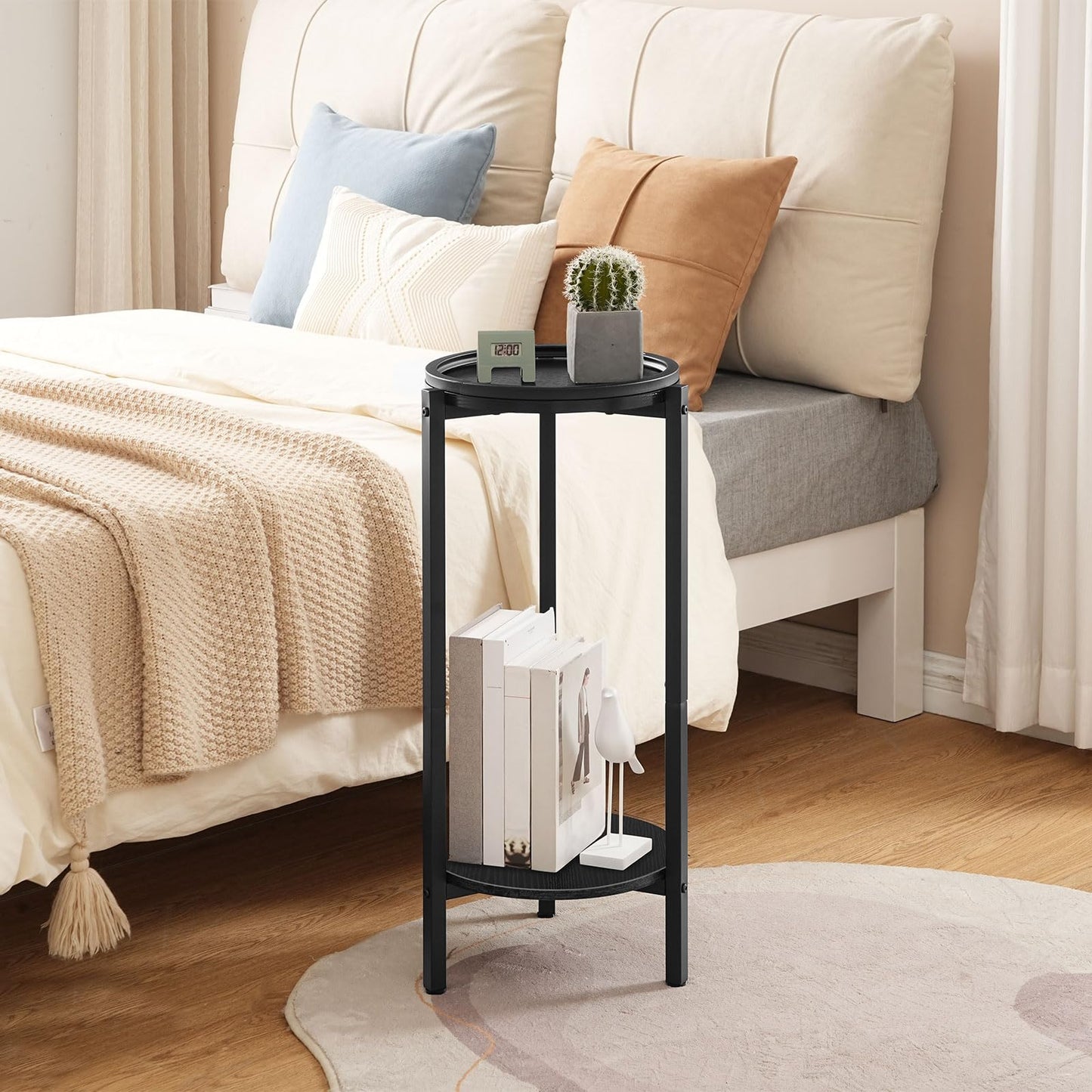 HOOBRO 29.5" Narrow Console Table and Small Round Side Table for Small Spaces Bundle, for Living Room Bedroom Kitchen, BF73XG01-BB167BZ01
