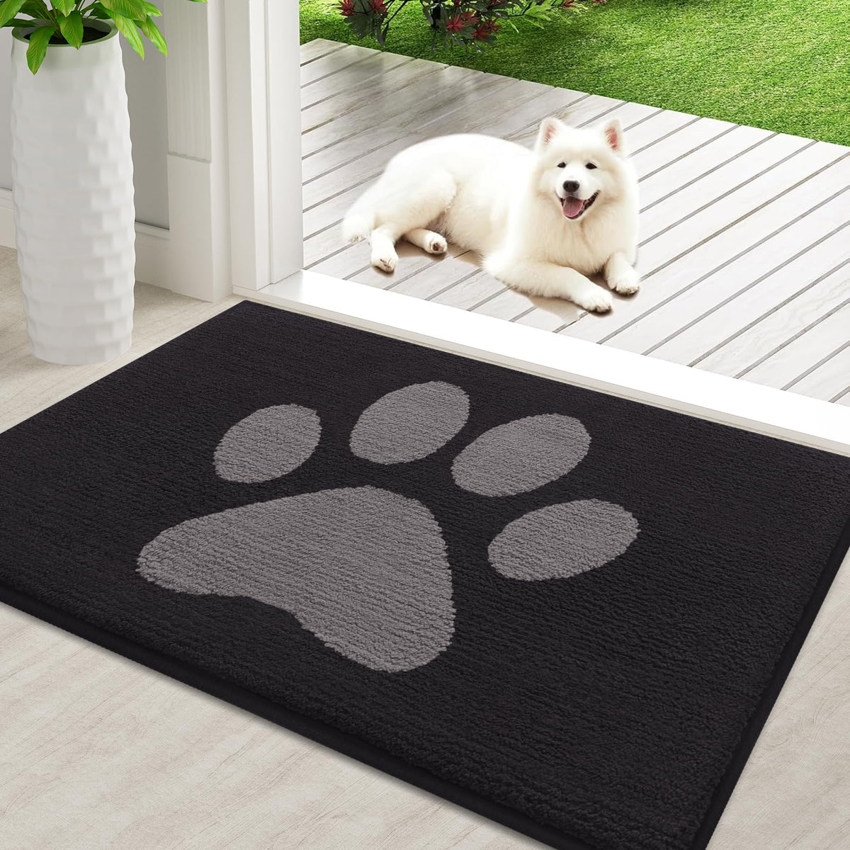 Buganda Dog Door Mat for Muddy Paws 36x24, Absorbent Doormat for Inside