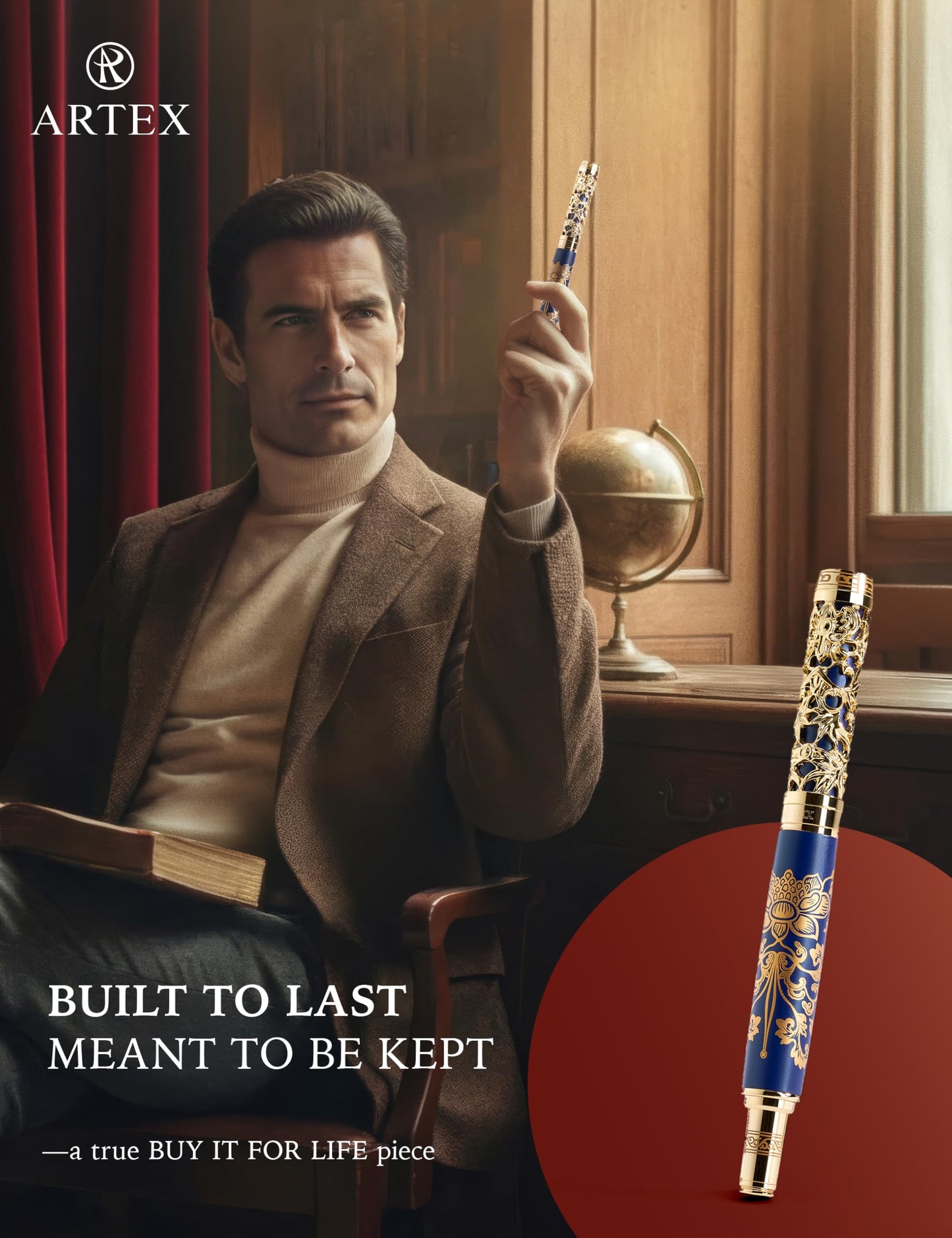 ARTEX Executive Rollerball Pen-Museum Collections-Crafting Timeless Beauty-Luxury Pen Gift & Office Desk Decor, German SCHMIDT refill, Solid Metal Texture