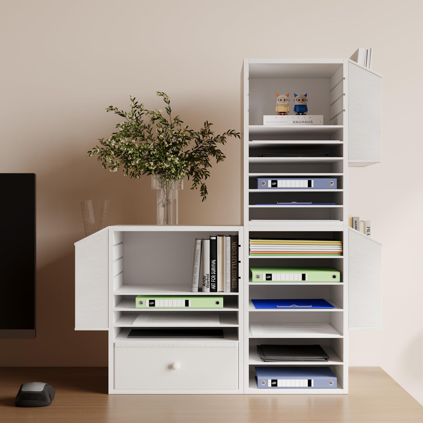 Unionly, 6 Tier Adjustable Countertop Mail Sorter, Mailboxes With Name Slots, Literature Organization Paper Storage Slot, Office Desk File Organizer, Wooden Desktop Mailbox for Classroom, White