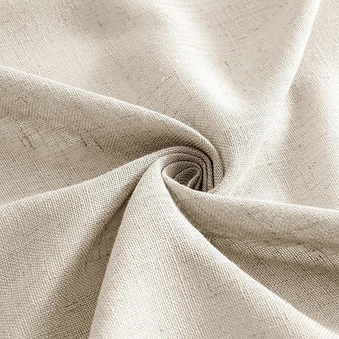 MIULEE Beige Linen Curtains 72 Inch Length 2 Panels for Bedroom Living Room, Soft Linen Textured Window Drapes Semi Sheer Light Filtering Back Tab Rod Pocket Farmhouse Modern Burlap Look Decor