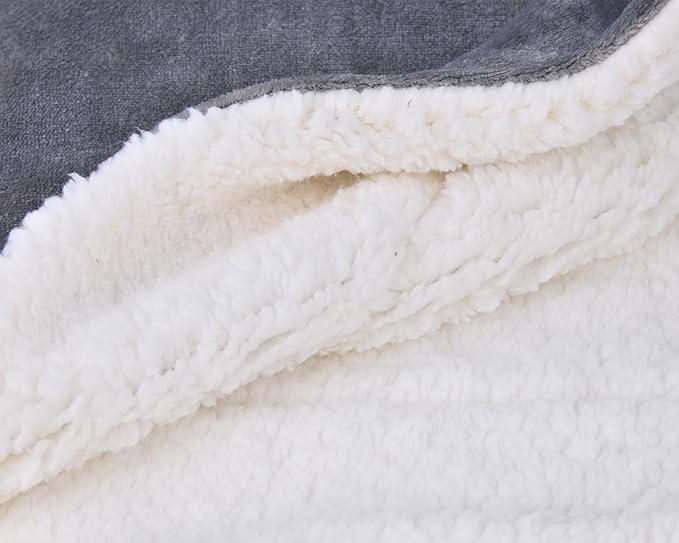 SOCHOW Sherpa Fleece Throw Blanket, Double-Sided Super Soft Luxurious Plush Blanket King Size 90 inchx108 inch, Grey