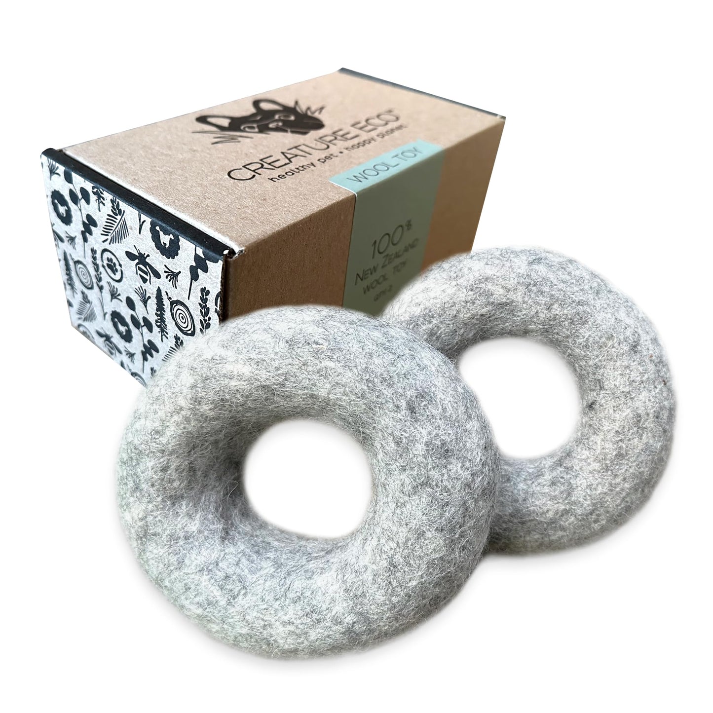 Wool Dog Ring Toy 2-Pack – Organic Eco Friendly Dog Rings for Small & Medium Dogs – Natural Non Toxic Dog Toys – Creature ECO
