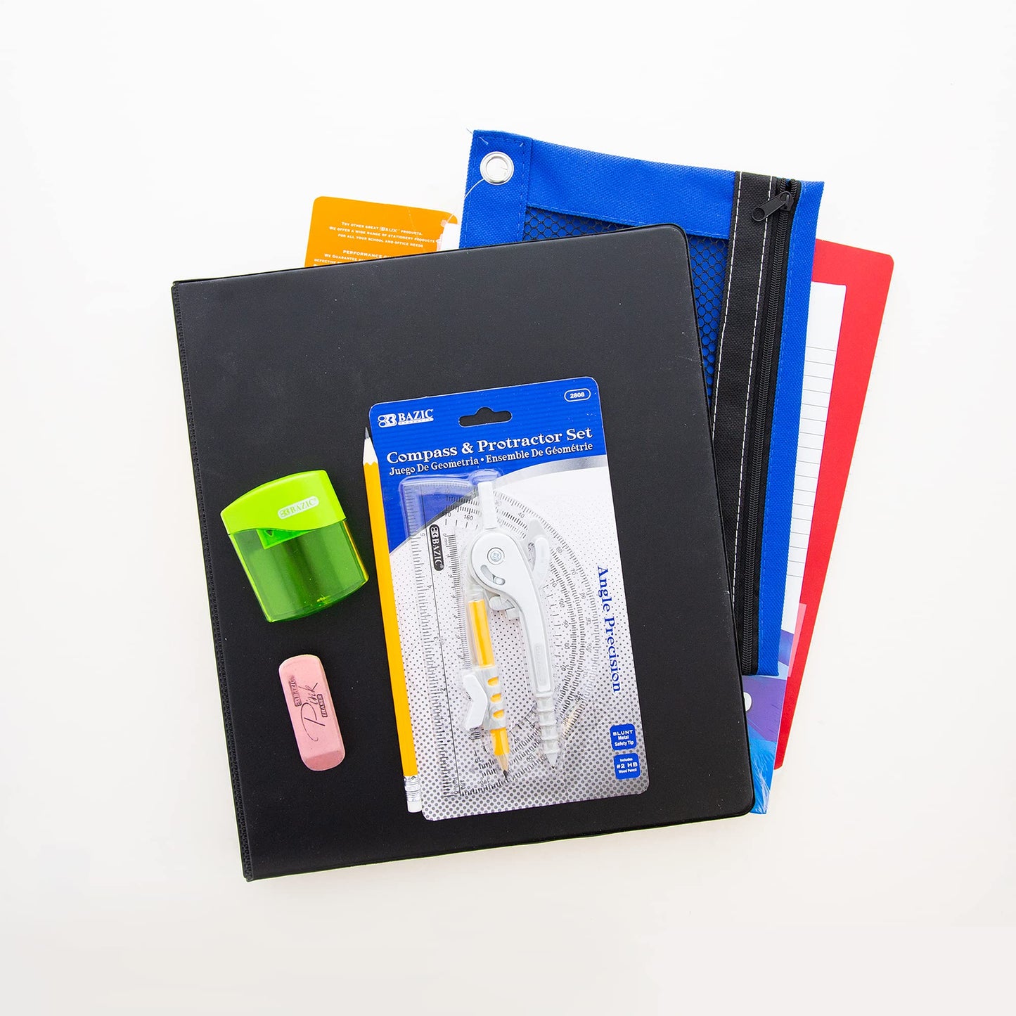 BAZIC PRODUCTS Middle & High School Kit Supply Box, 65-Count Student Set for Grades 7–12, Complete School Supply Kit with Middle School Supplies, Organized Supply Box for Highschool, 1-Pack
