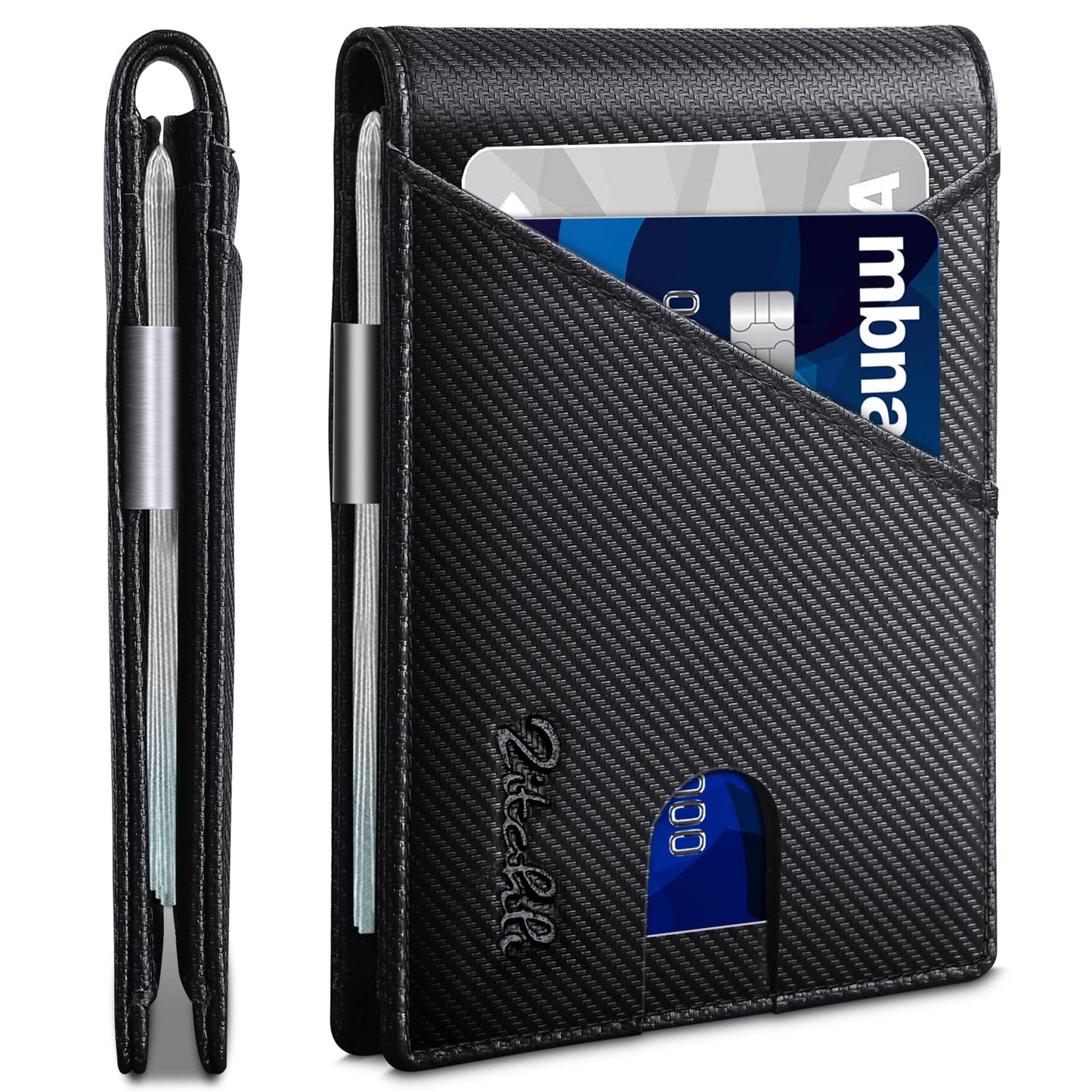 Zitahli Wallet for Men - with Money Clip Slim Leather Slots Credit Card Holder RFID Blocking Bifold Minimalist Wallets with Gift Box