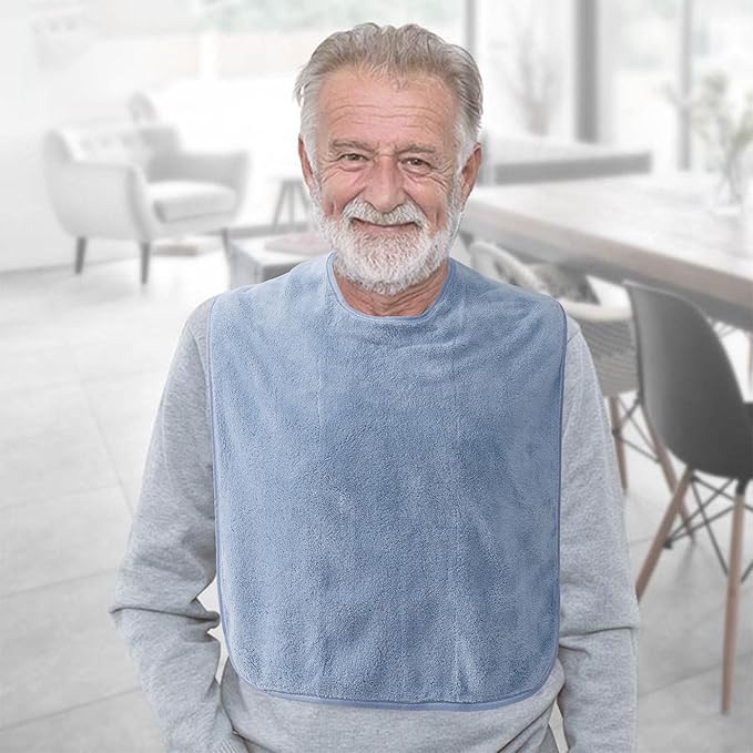 4 Pack Adult Bibs for Men and Women, Adult Bibs for Elderly,Towel bibs for Special Needs Adults