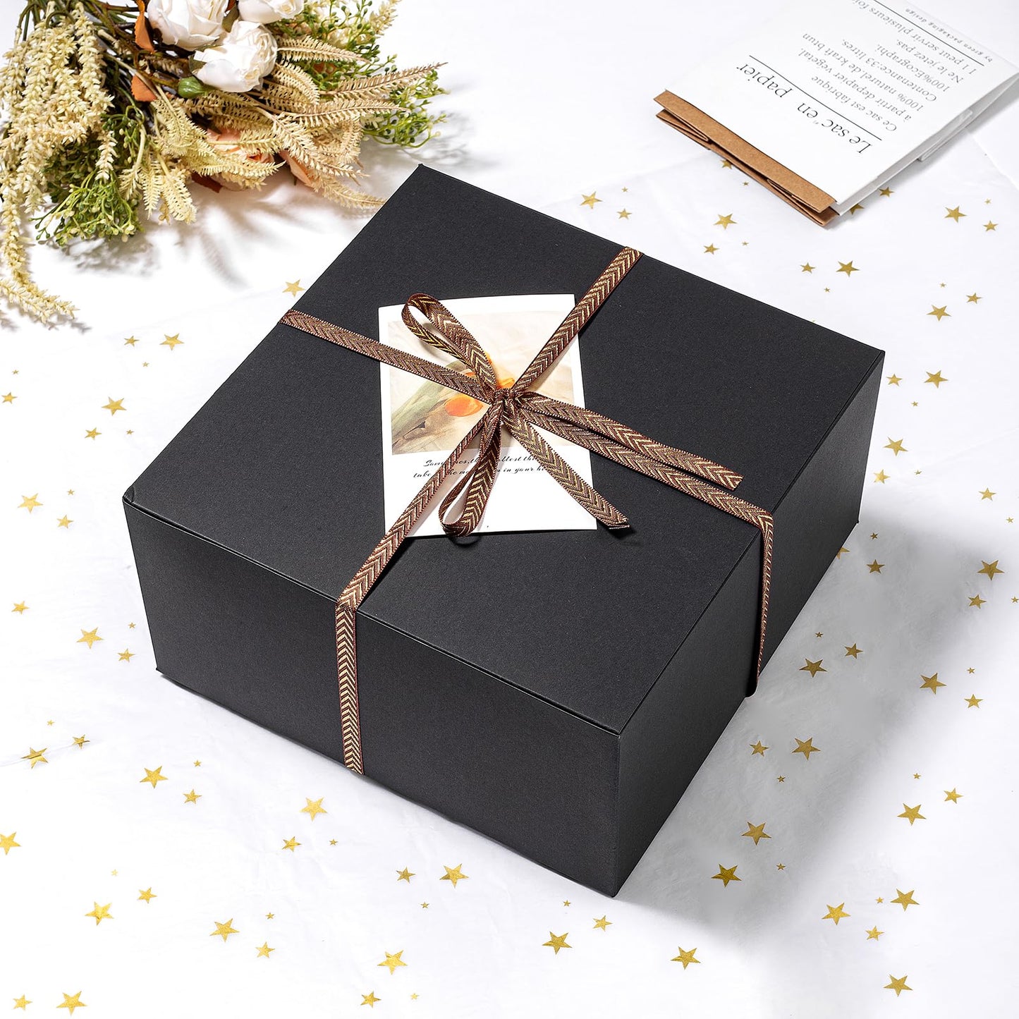Mcfleet Black Gift Boxes with Lids 10x10x5 Inches 10 Pack Groomsmen Proposal Cardboard Gift Box for Presents, Christmas, Wedding, Graduation, Holiday, Birthday Craft Present Packaging