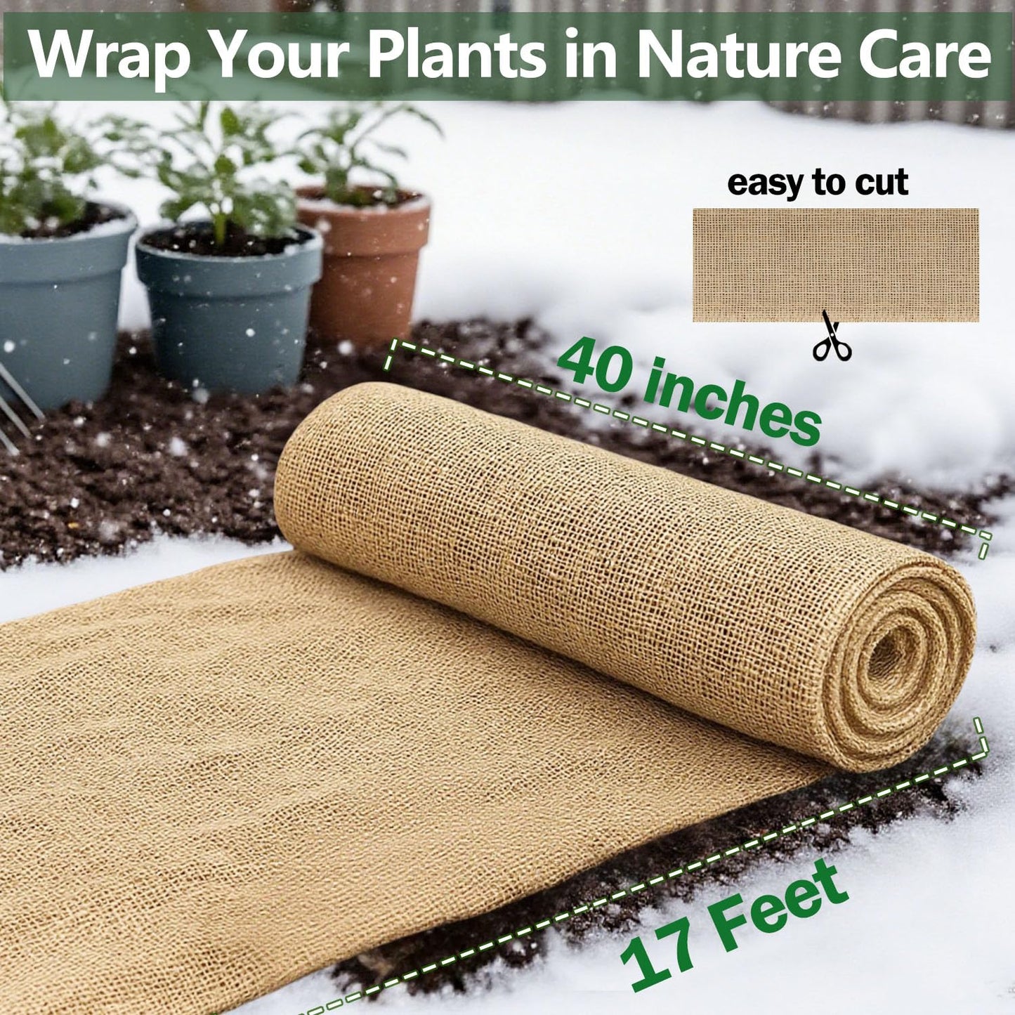 40" x 17 Feet Burlap Fabric Roll – Burlap Fabric by the Yard, Natural Jute Garden Fabric for DIY Crafts, Multipurpose Tree Wrap, Outdoor Plant Cover, Weed Barrier, Landscaping, Rustic Party Decor