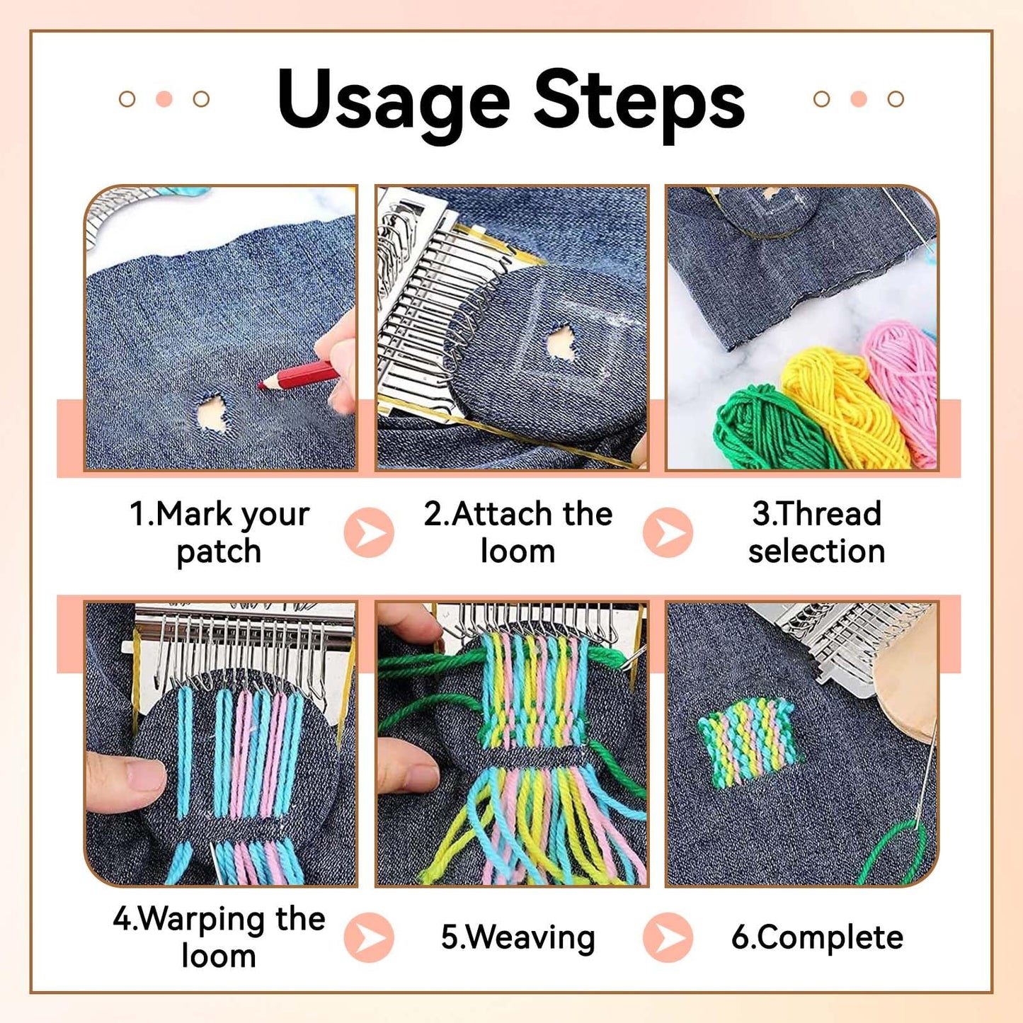 Agatige Speedweve Small Mini Darning Looms, Wooden Loom Speedweve Type Weave Tool Knit Patch Kit for DIY Crafts Mending Jeans Clothes Tapestries Carpets Scarves (21 Needles)