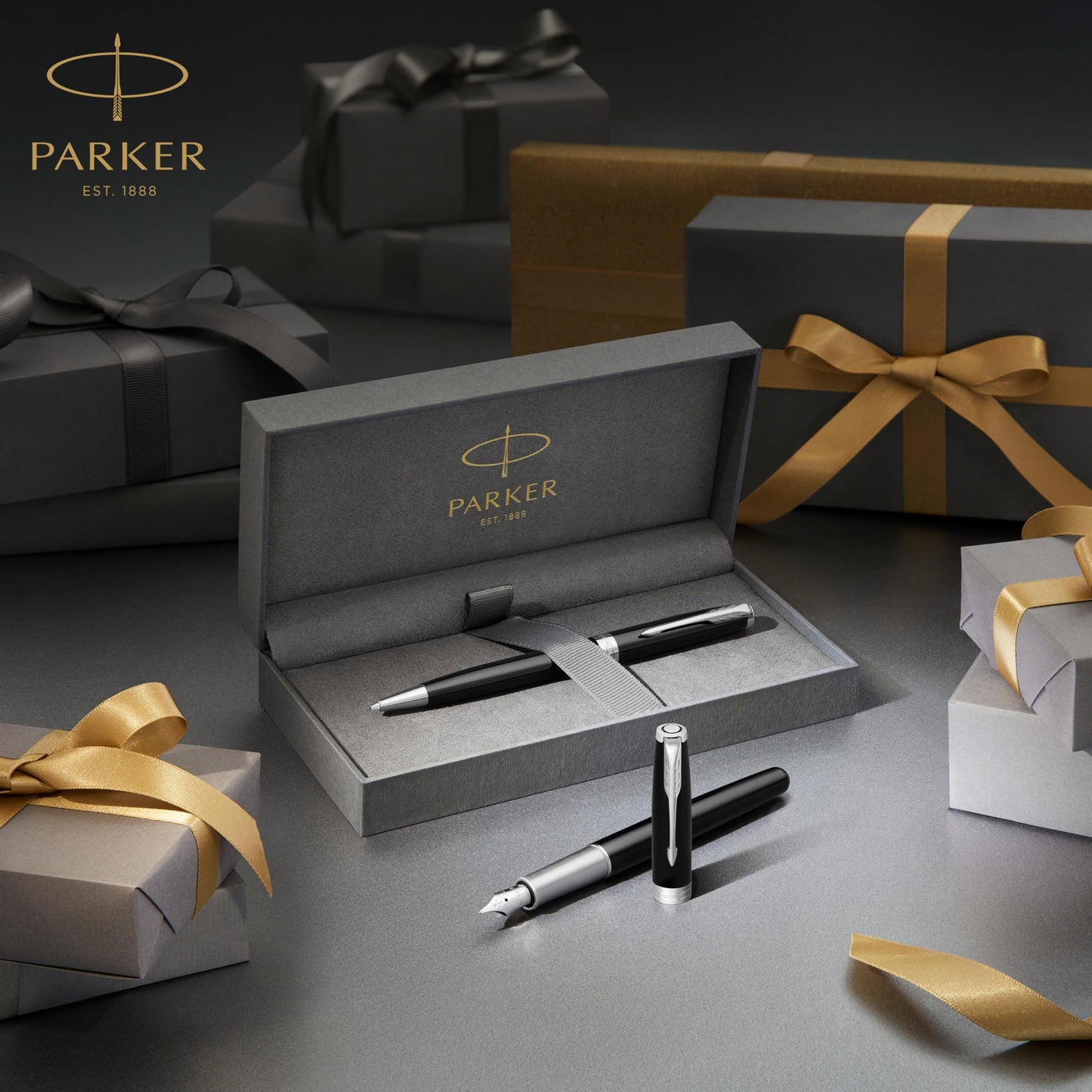 PARKER Sonnet Ballpoint Pen, Stainless Steel with Palladium Trim, Medium Point Black Ink (1931512)