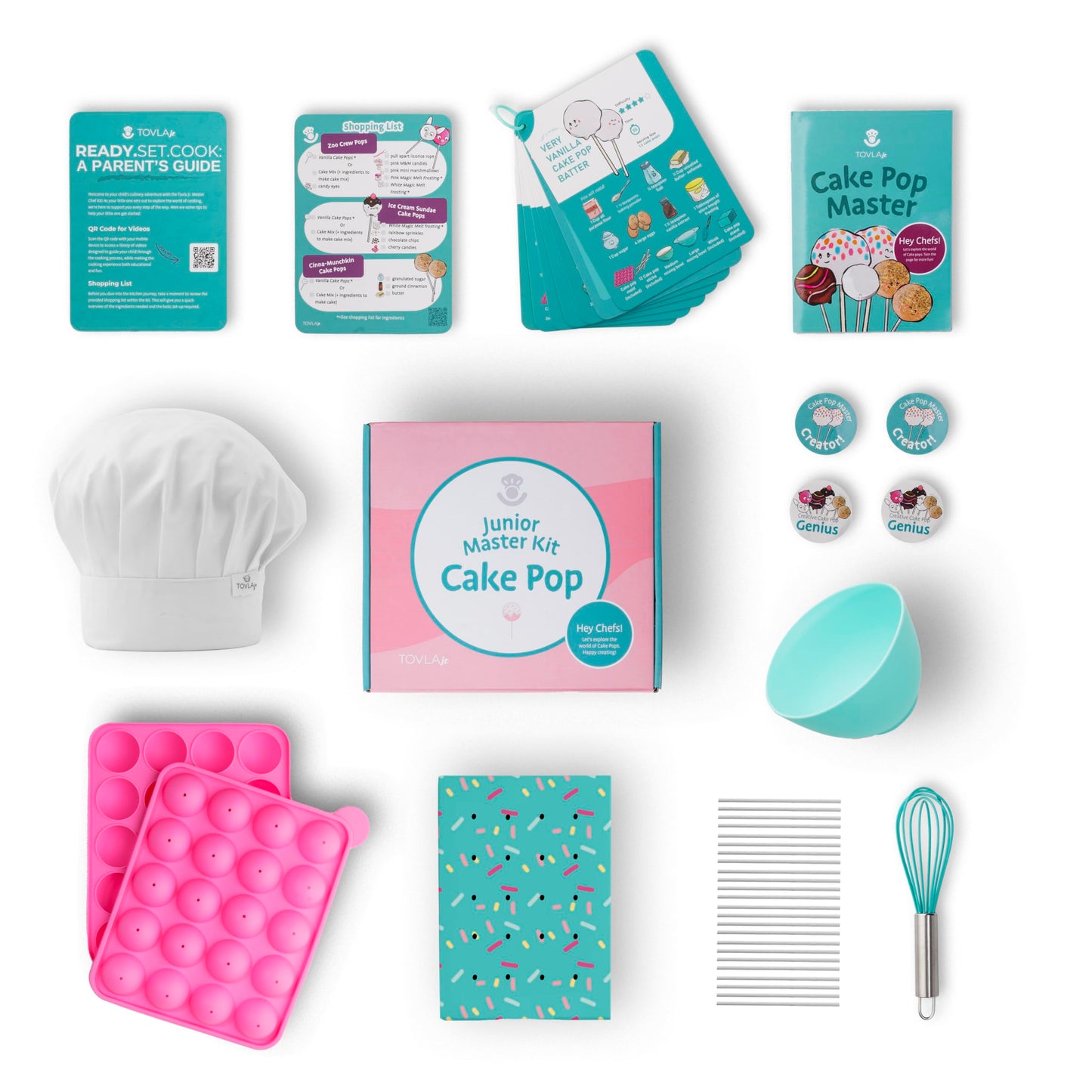 Tovla Jr. Ultimate Reusable Cake Pop-Making Kit for Kids – Fun DIY Baking Kit, STEM Activity for Ages 4+, Visual Learning Cake Pop Molds & Tools Set, Great Gift for Young Chefs