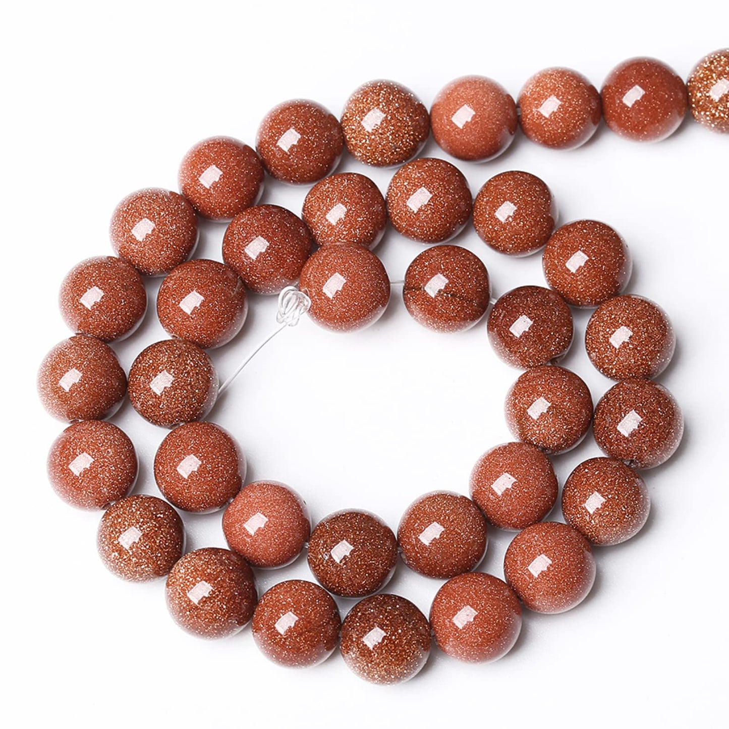 8MM 45PCS Golden Sandstone Spacer Loose Beads for Jewelry Making DIY Bracelet 1 Strand