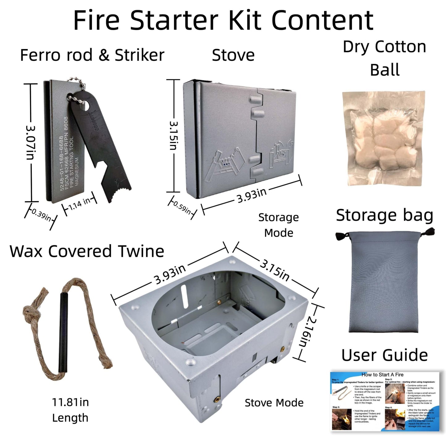 LoDinpo Survival Fire Starter Kit - Ferro Rod & Magnesium Fire Starter Compact Stove with Flint and Steel to Firestarter Fireplace Pit for Outdoor Camping Bushcraft Hiking Emergency Gadgets