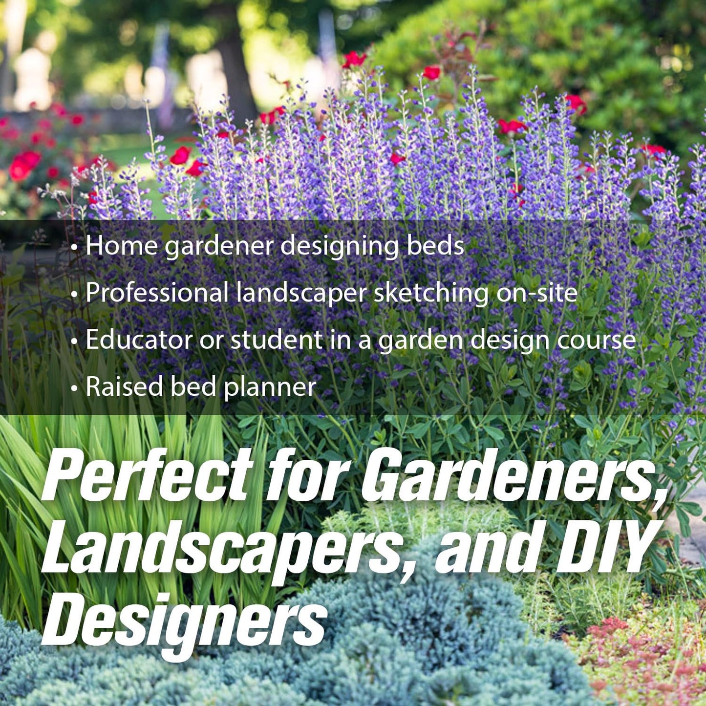Garden Tutor Multiscale Garden & Landscape Design Kit – 2 Translucent Yellow Design Stencils, 12-Inch Flexible Curve Ruler, 40-Sheet Multi-Scale Graph Paper & Garden Design Guide