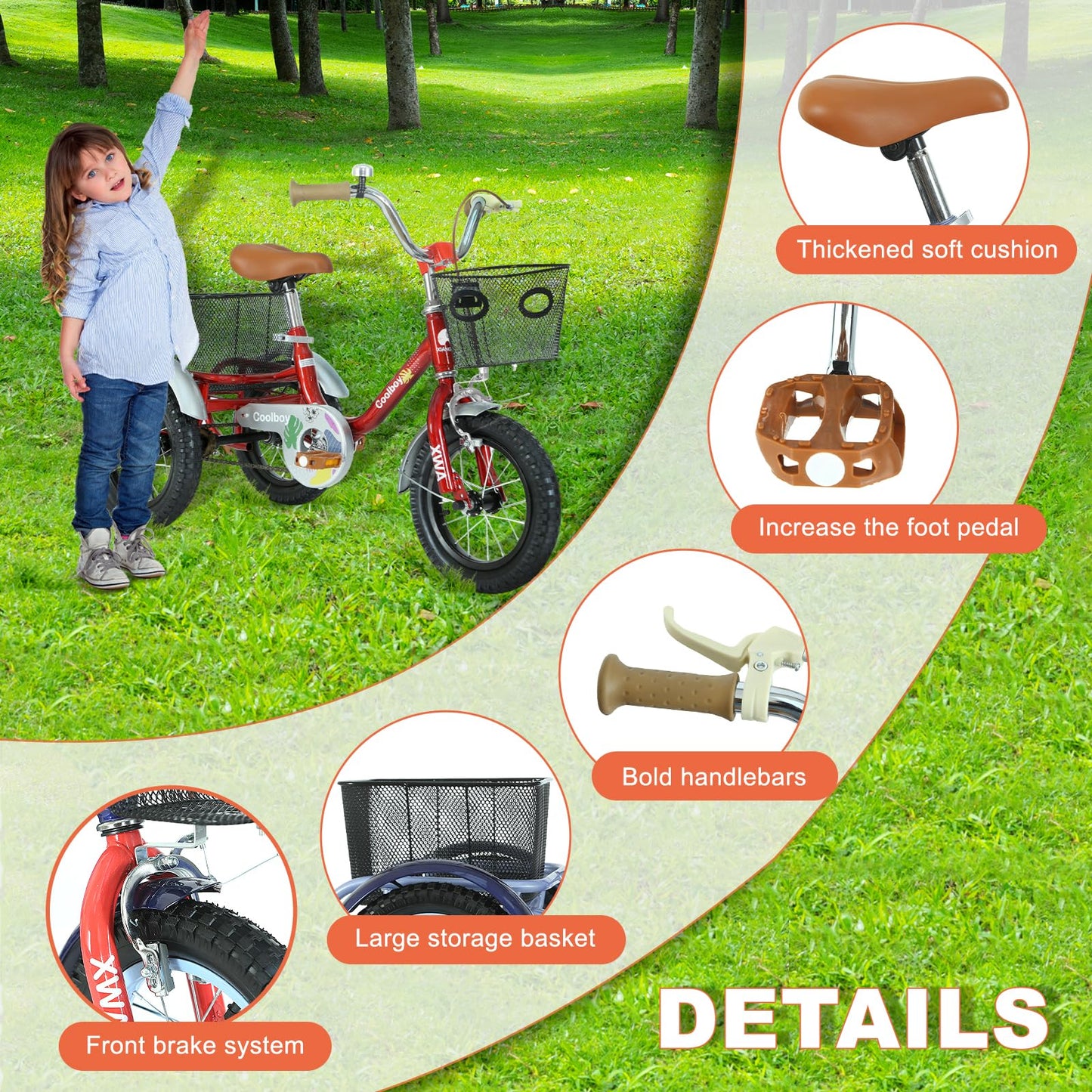 Glyncipher 12 inch Trike, Kids Tricycle, Ages 3+, Beginner Riders, Front & Rear Basket, Passenger Seat, Purple