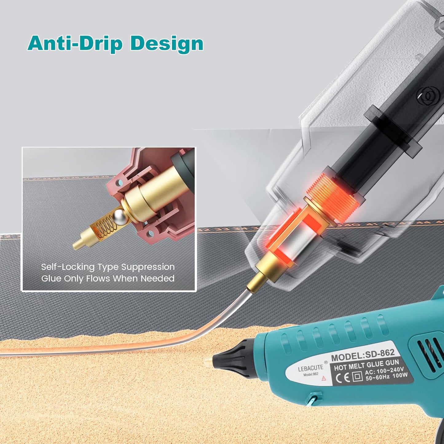 Professional Hot Glue Gun Kit with Case, Full Size Hot Glue Guns Luxury Set with 4Pcs Different Interchangeable Copper Nozzle Set and Glue gun Sticks 12Pcs
