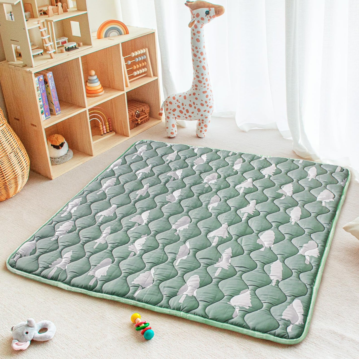Beavtaens Baby Play Mat, 50x50 Playpen Mat with Super Soft Touch, Activity Mats with Upgraded Anti-Slip Bottom, Machine Washable Crawling Mats for Floor & Picnic(Trees)